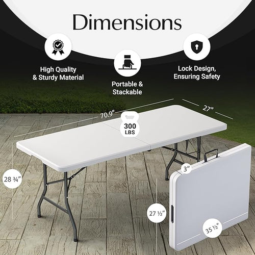 2 Pack of 6 Feet Foldable Table - Image 2