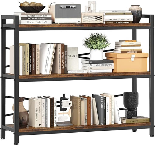 3 Tier Bookshelf 39.37" Width, Dorm Desk Hutch, Desk Shelf, Long Industrial by Homeiju