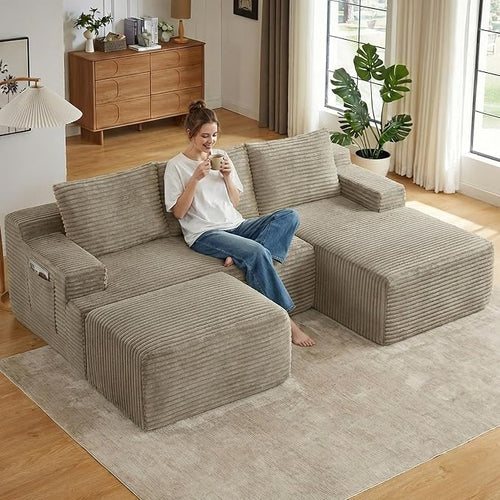 96" Cloud Sectional Couch U-Shaped Chaise by ODUWA