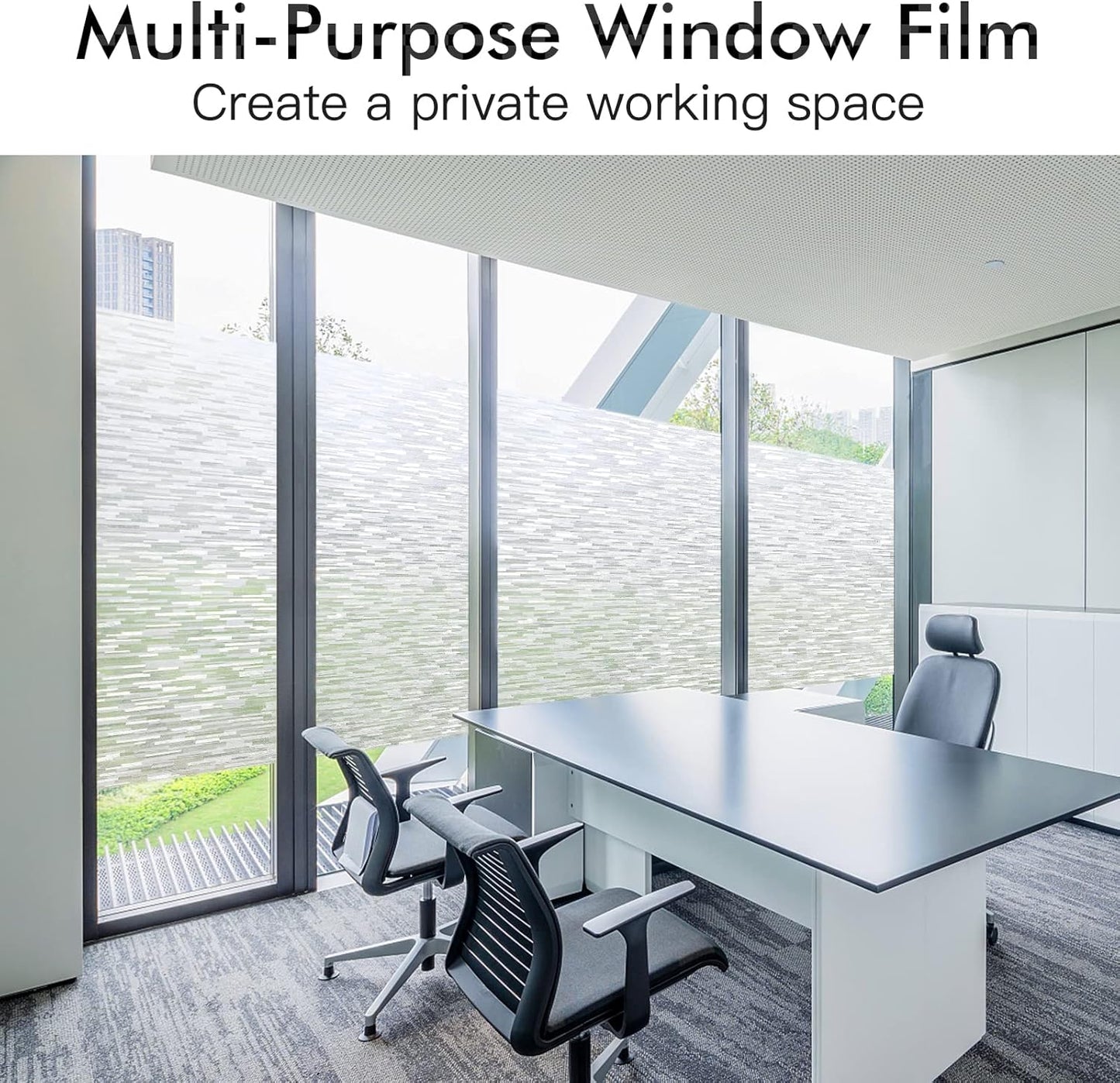 Haton Window Privacy Film, Frosted Glass Static Cling Sun Heat Blocking Window Clings, Frosting Opaque Coverings, Vinyl Removable Stickers Tint for Home Door Office, Non Adhesive 11.8" x 78.7"