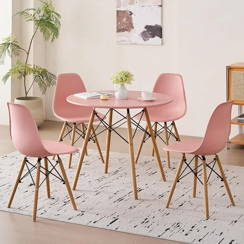 5-Piece Round Dining Table Set, Small 31.5" Kitchen Table Chairs Set of 4 Space by LECAFURHL