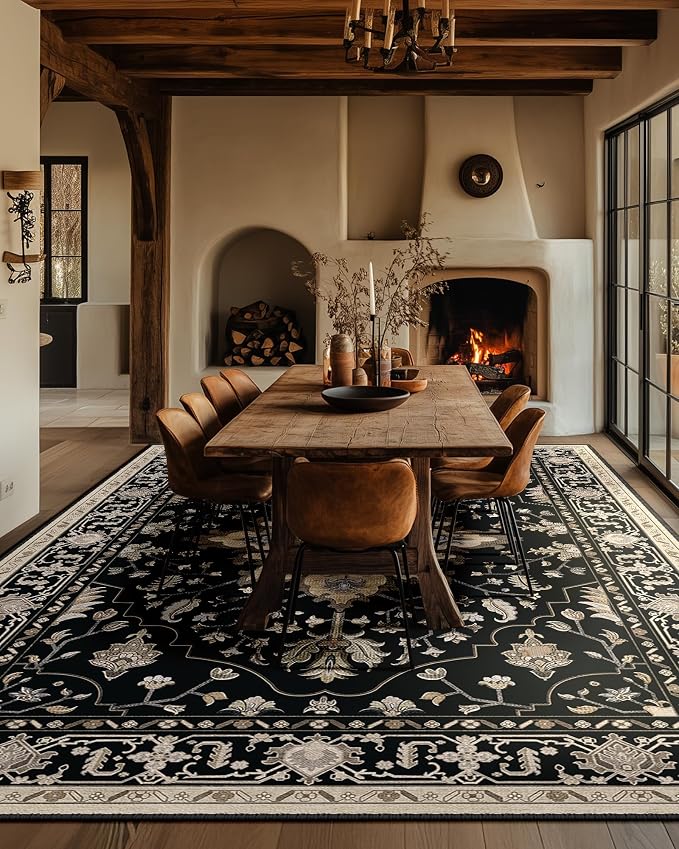 RELEANY Area Rugs 6'x9' Washable Non-Slip, Floral Vintage Distress Print - Image 4