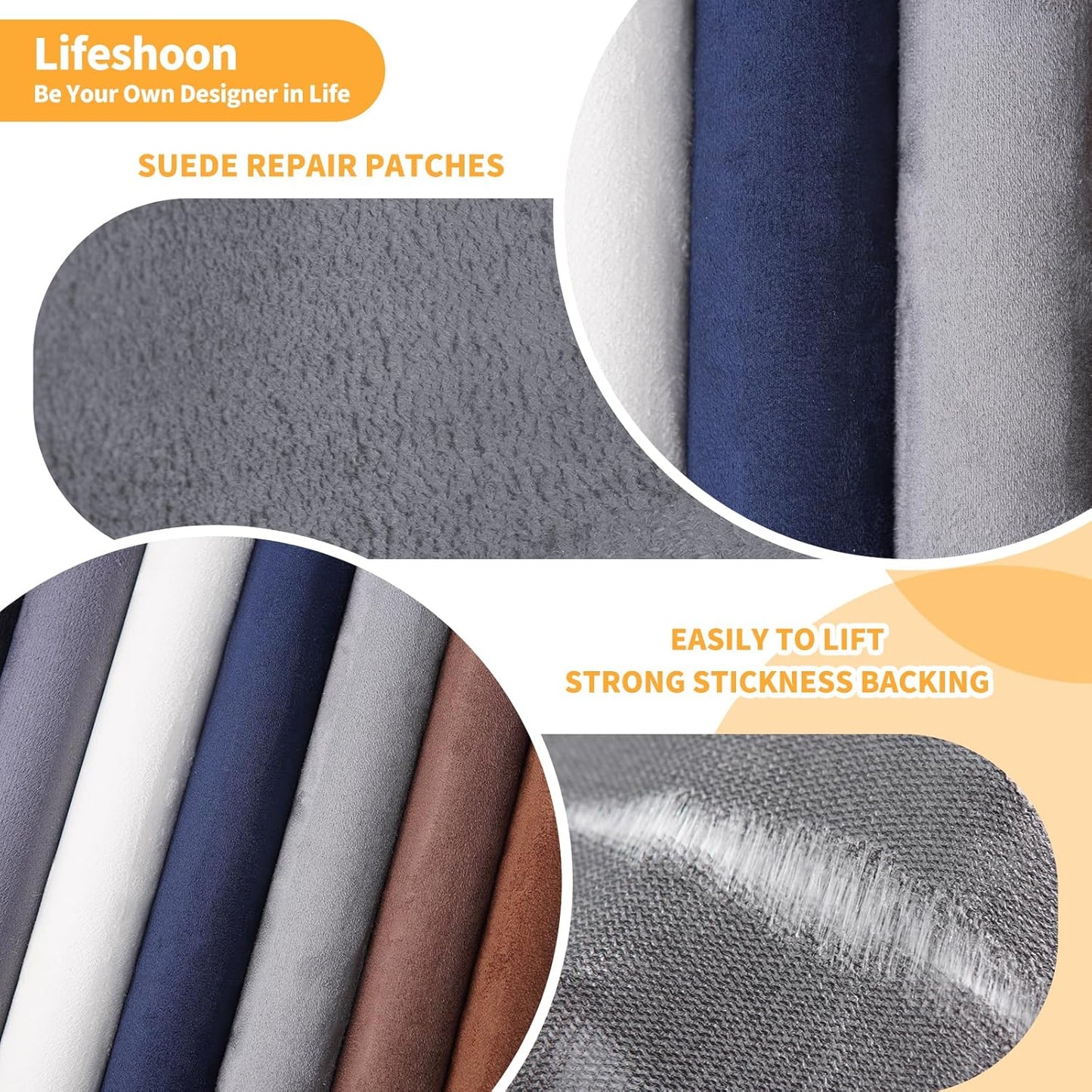 Fabric Repair Patches, 17X79 Inch Self-Adhesive Suede Patches Tape Durable, DIY Large Fabric Repair for Sofa, Couches, Furniture, Chair, Clothing （17X79 Inch, Coffee）