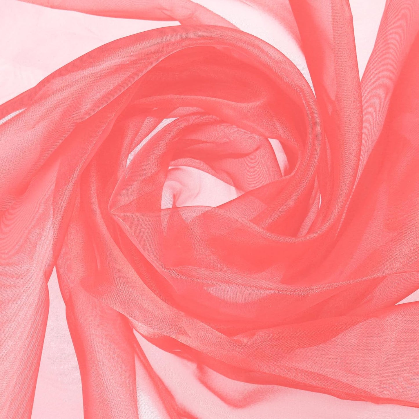 MECCANIXITY Iridescent Sheer Organza Fabric, 2 Yards x 59 Inches Solid Holographic Shiny Fabric Organza Cloth for Wedding, Curtains, Costume, Photo Background, Watermelon Red