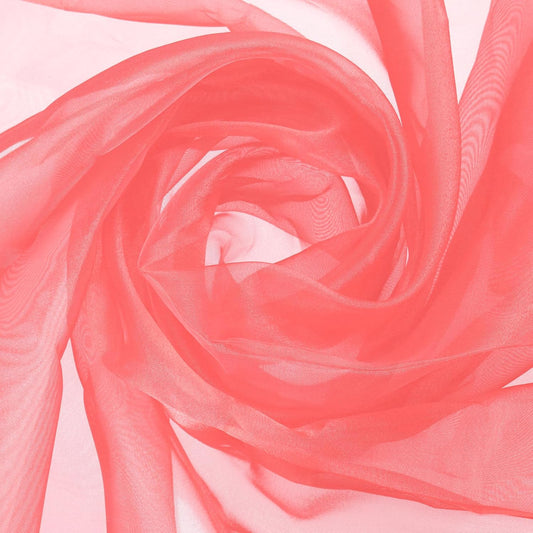 MECCANIXITY Iridescent Sheer Organza Fabric, 10 Yards x 59 Inches Solid Holographic Shiny Fabric Organza Cloth for Wedding, Curtains, Costume, Photo Background, Watermelon Red