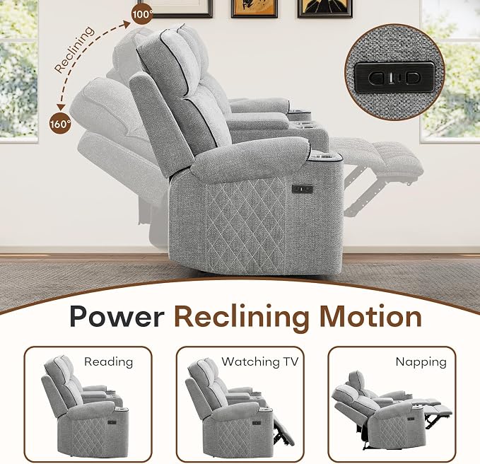HAOMARKETS Power Oversized Reclining Sofa Couch Set of 2 - Image 3