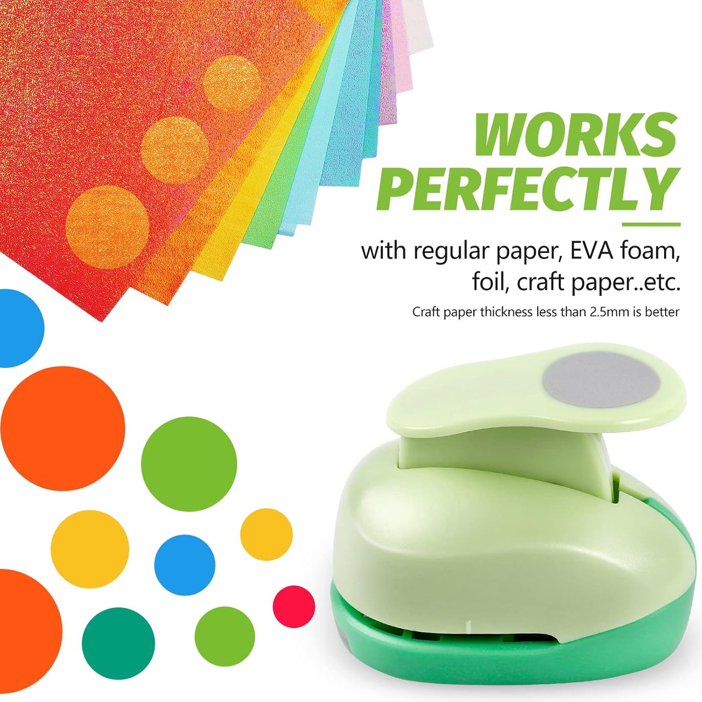 UCEC Circle Punch Craft Hole Punch for Paper Crafting, 5 Different Size Circle Cutters Hole Punches for Paper Crafts, Cardstock, Gift Wrapping, Cards, Scrapbooks 3/8 5/8 1 1.5 2 Inch Round Puncher Set