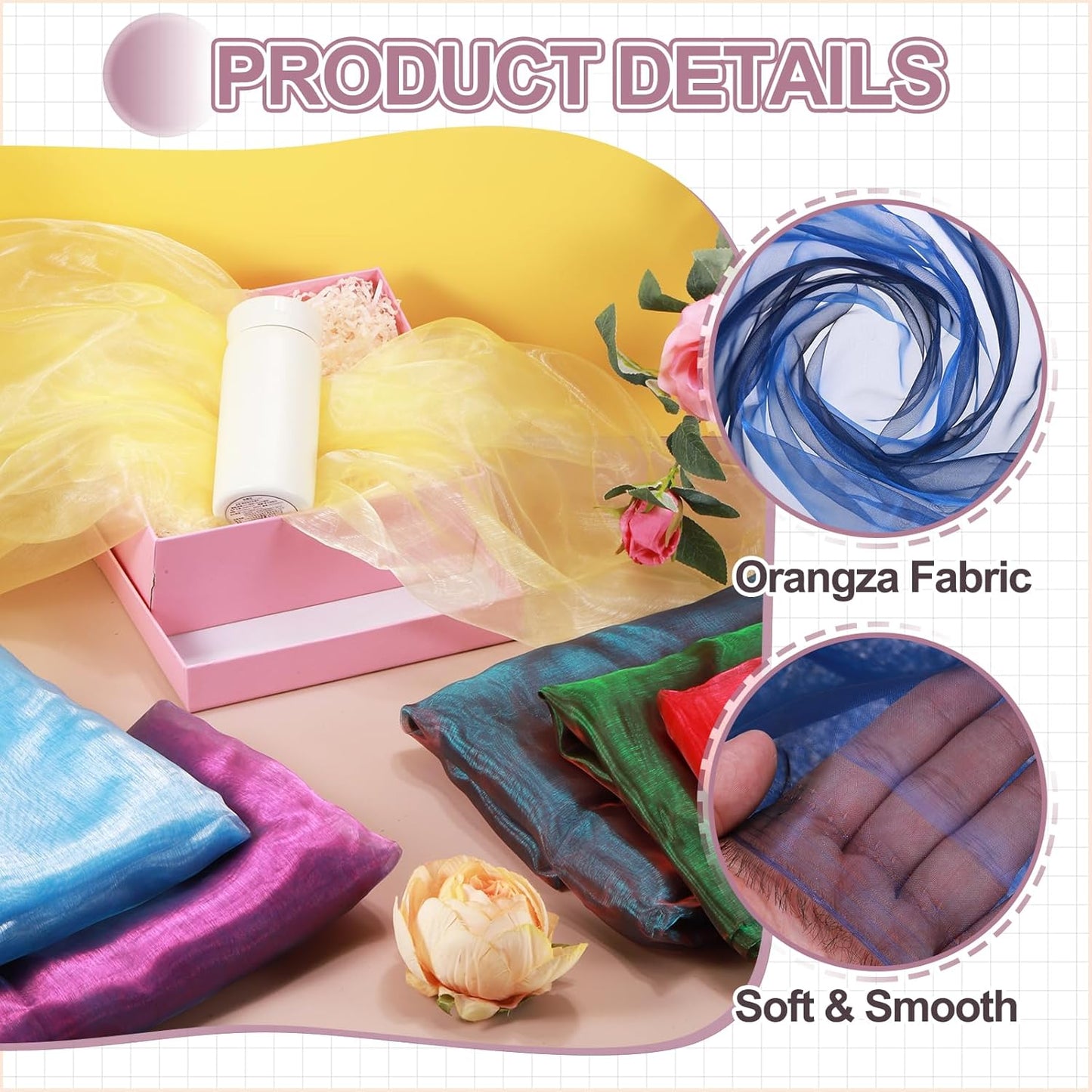 MECCANIXITY Iridescent Sheer Organza Fabric, 2 Yards x 59 Inches Solid Holographic Shiny Fabric Organza Cloth for Wedding, Curtains, Costume, Photo Background, Gradient Sapphire Blue Black