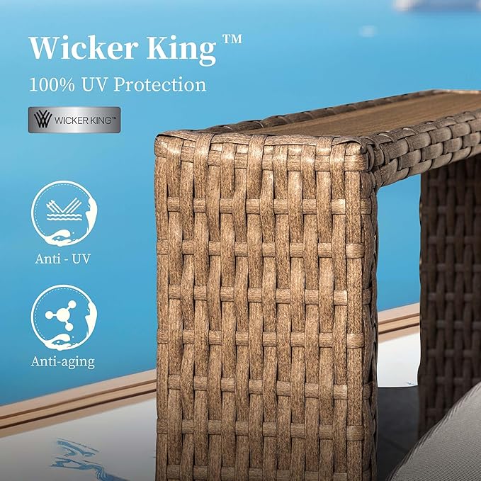 SUNSHINE VALLEY 4 Pieces Patio Furniture Set, Outdoor Rattan Wicker Chairs and - Image 7
