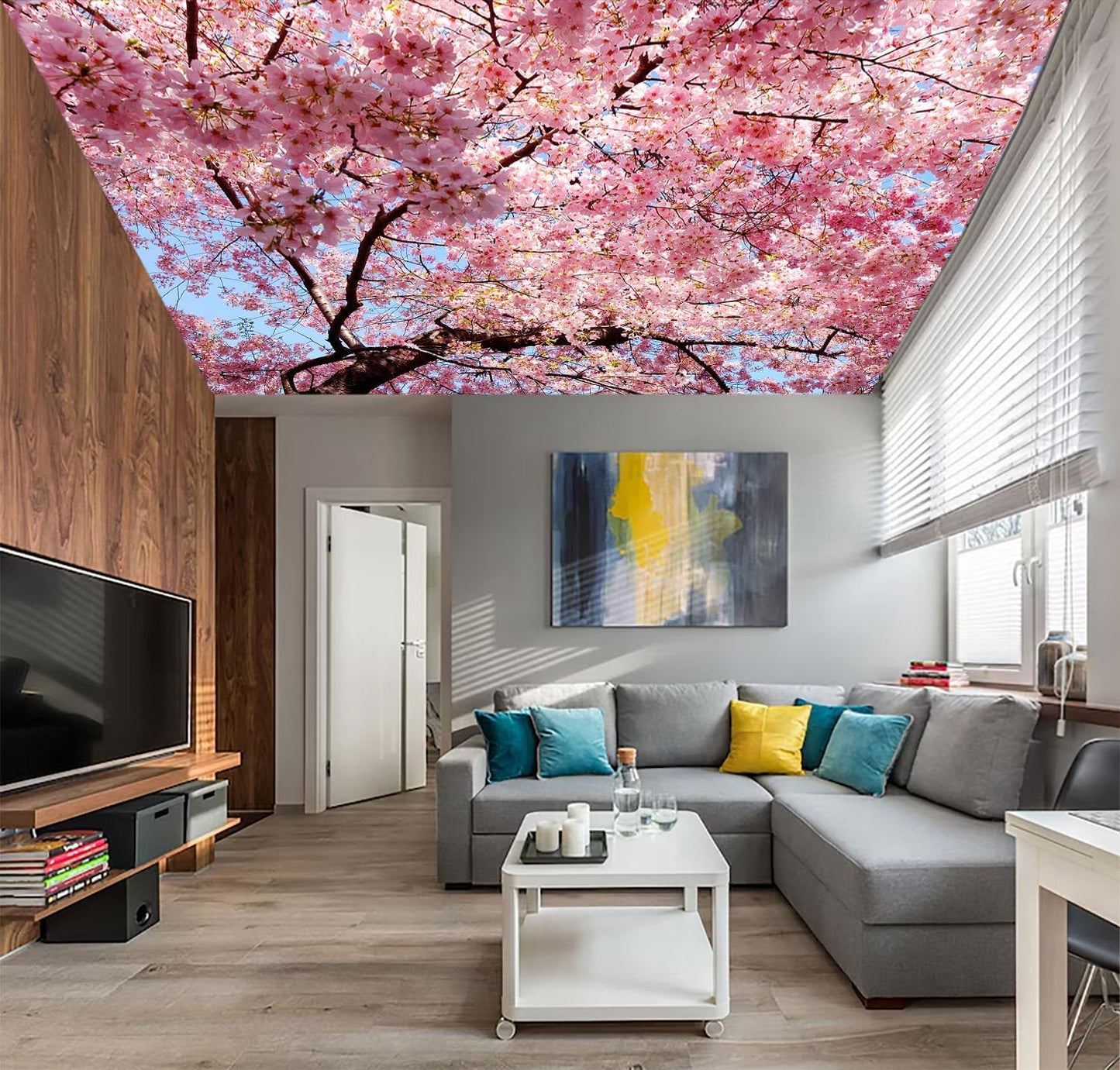 AFZEVEB-Pink Flower Wallpaper Natural Landscape Floral Wall Mural for Bedroom 136"x96"(Not Peel and Stick)
