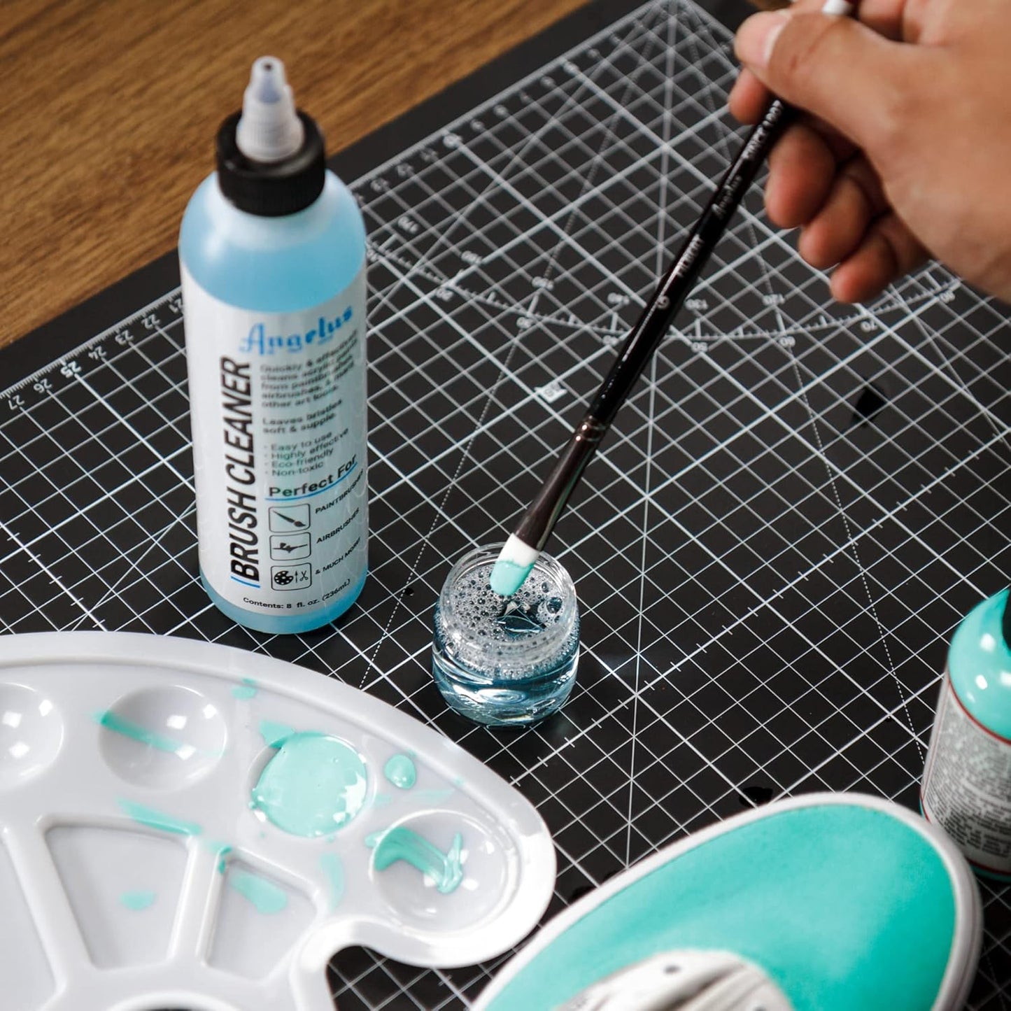 Angelus Brush Cleaner – Fast-Acting Cleaner for Brushes, Airbrushes & Art Tools – Effectively Removes Dried Acrylic, Oil, and Water-Based Paints, 8 ounces