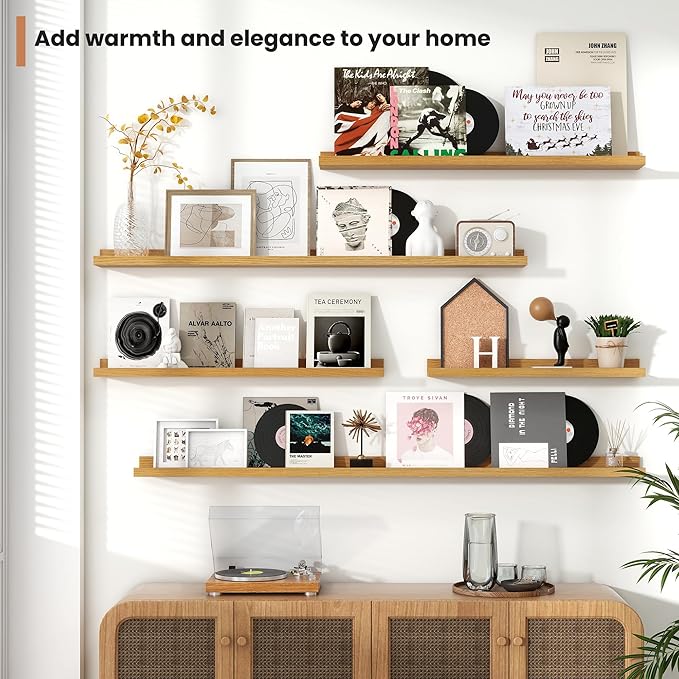 Fun Memories Picture Ledge Shelves Set of 4, 48 Inch Rustic Wall Mounted - Image 7