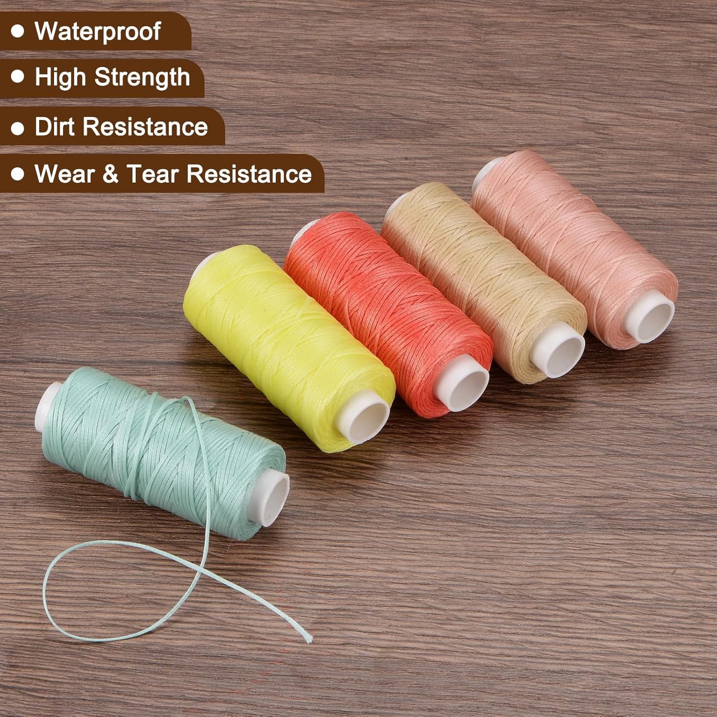 uxcell Leather Sewing Waxed Thread, 55 Yards / 50m 0.8mm 150D Flat Polyester All-Purpose Threads for Leather Crafts, Bookbinding, Pink