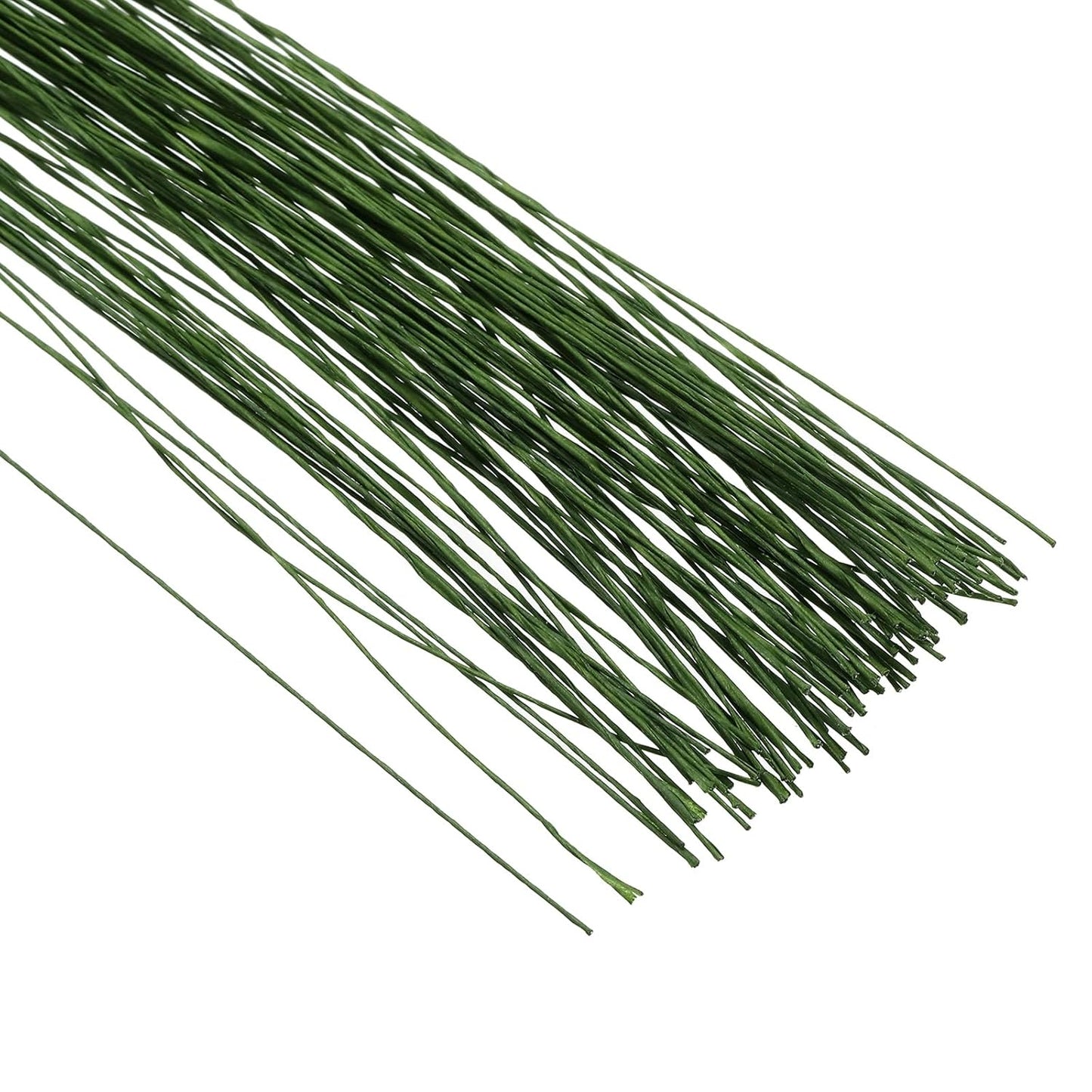 PATIKIL 30 Gauge 16" Floral Stem Wire, 100 Pcs Paper Wrapped Iron Artificial Flower Stem Accessories for DIY Bouquet Stem and Craft Decoration, Dark Green