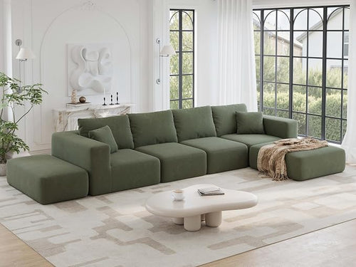 152'' Modern Boneless Couch, Oversized 2-in-1 Modular Sectional Sofa Bed by CUGOAO