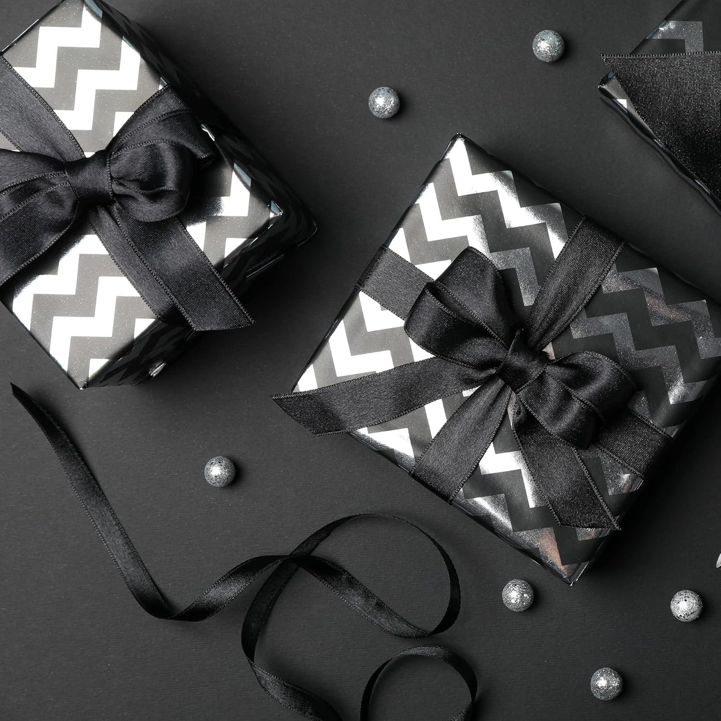 LIUYAXI Black Double Faced Satin Ribbon, 1-1/2" X Continuous 25 Yards, Ribbons Perfect for Gift Wrapping Wedding Bouquet Decor DIY Craft Bow Making & Other Projects
