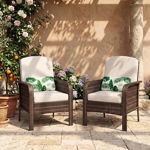 2-Piece Outdoor Patio Furniture Set, All-Weather Rattan Chairs by GarveeHome