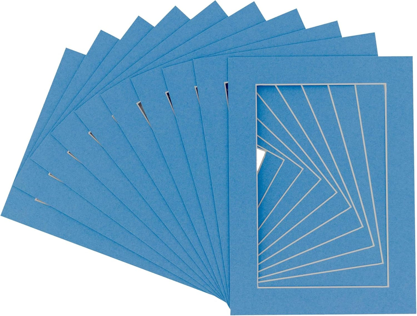 5x7 Mat for 8.5x11 Frame - Precut Mat Board Acid-Free Show Kit with Backing Board, and Clear Bags Bay Blue 5x7 Photo Matte Made to Fit a 8.5x11 Picture Frame Matboard for Framing, Pack of 10 Mats