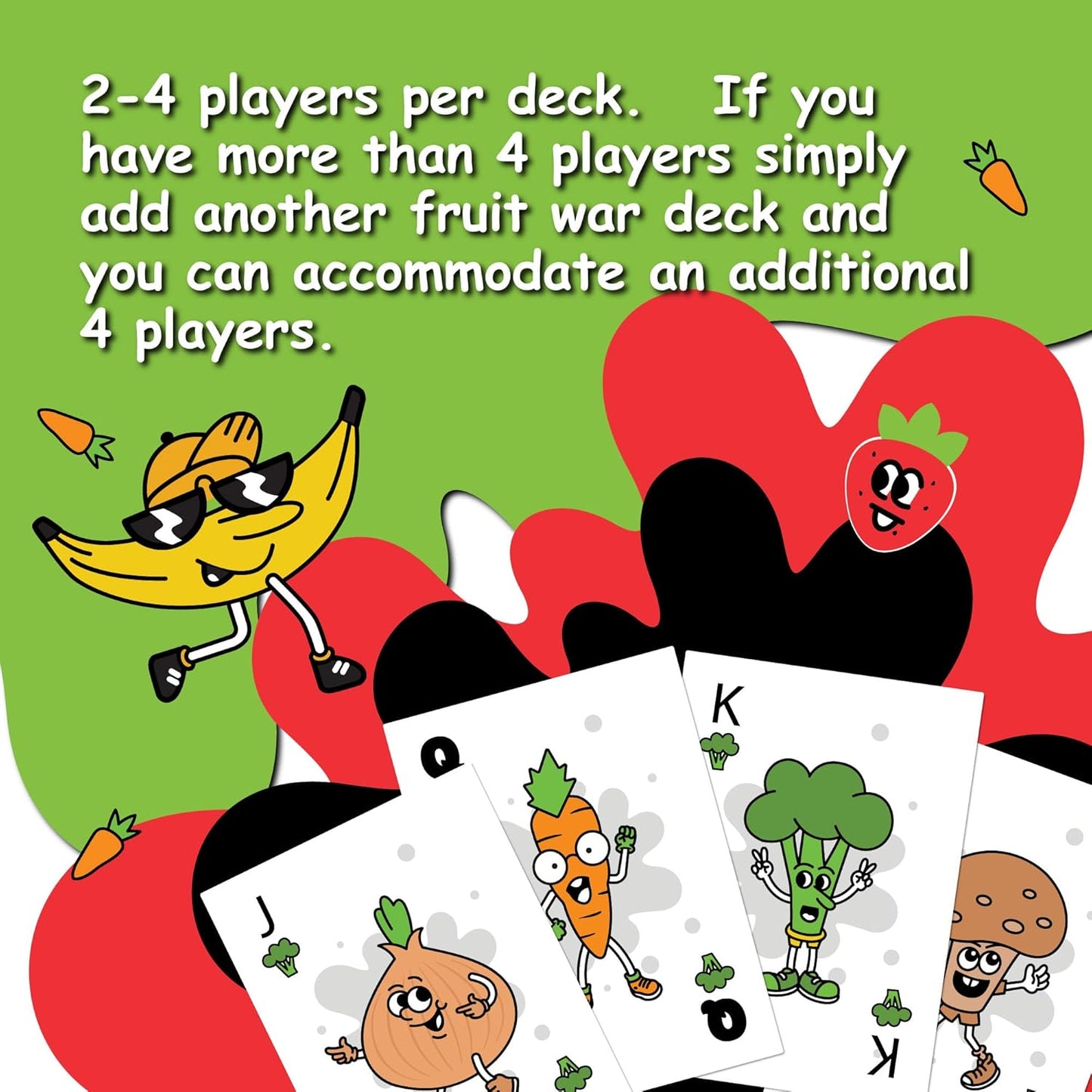 Games Fruit War, A Family Friendly Game That is a Twist on The Classic Card-Game of War, with Quicker Play, Intense Battles and Fun Characters. 2-4 Players Ages 8+ (Red)