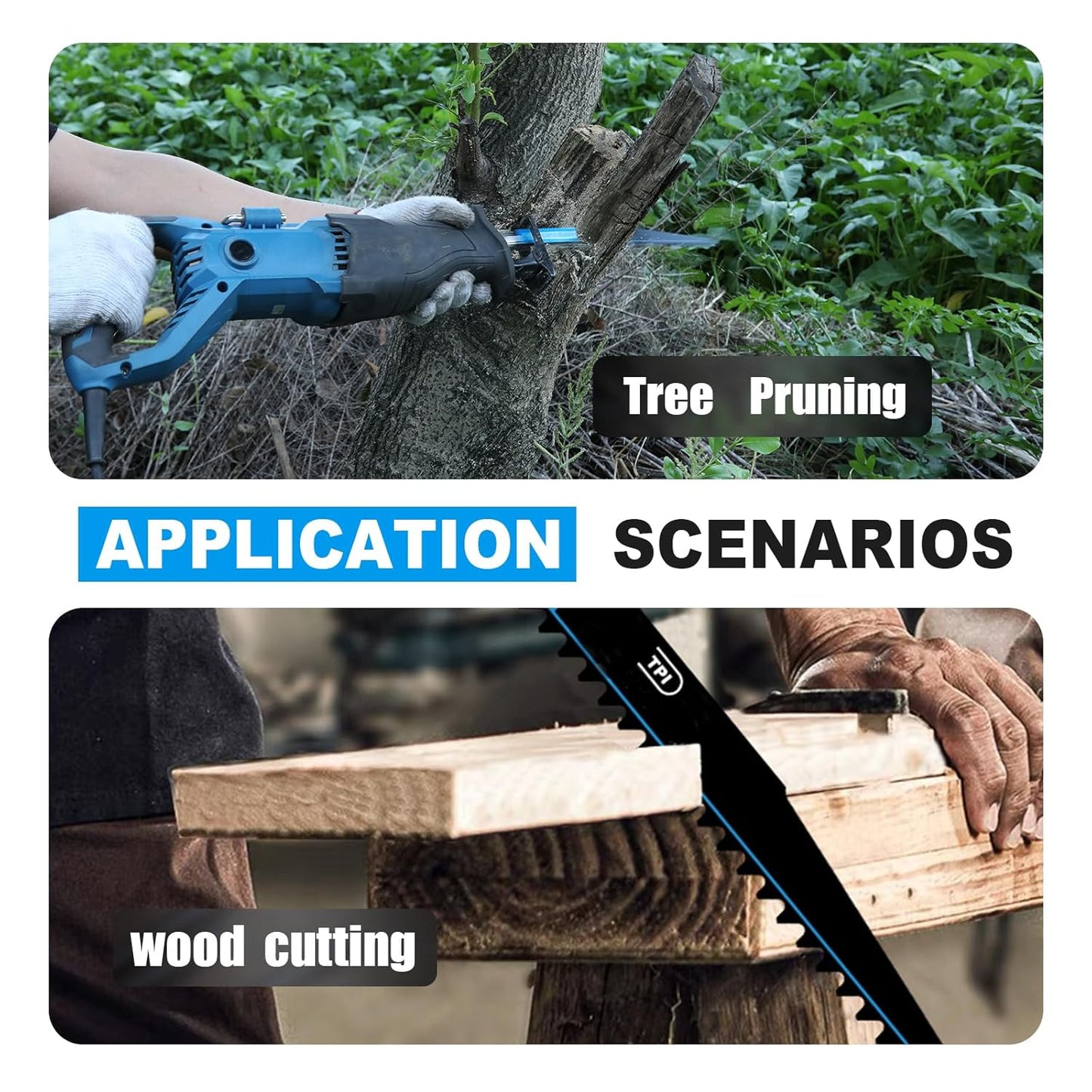 1 Pack 12 inch Reciprocating Saw Blades Set，6 TPI High Carbon Saw Blades for Wood with Nails ，Saw Blades with Organizer Case (1, 6T/12inch)