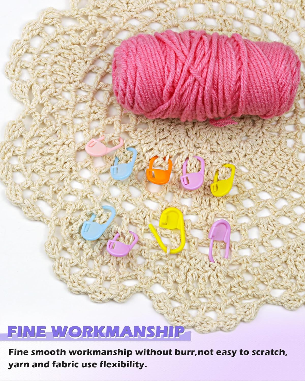 FIVEIZERO 200 Pcs Stitch Markers 10 Color Knitting Markers Crochet Hook and Needle Clip, Sewing Needles with Plastic Eyelets, Colorful Crochet and Needle Markers for DIY and Craft Sewing