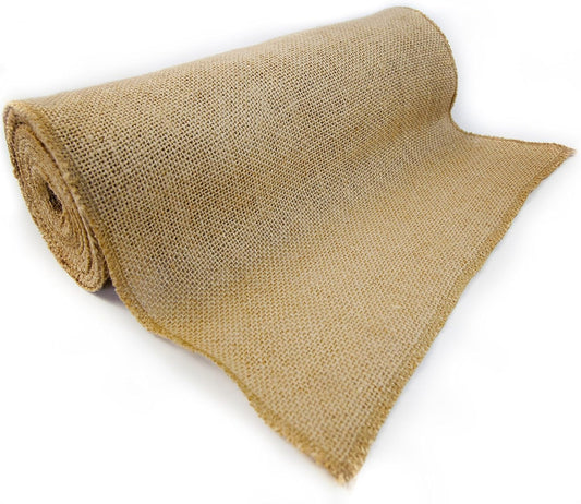 14" x 10yd NO-FRAY Burlap Roll ~ 3 - 5 Table Runners ~ Natural Long Fabric with Finished Edges. Perfect for Weddings, Placemats, Crafts. Decorate Without The Mess!