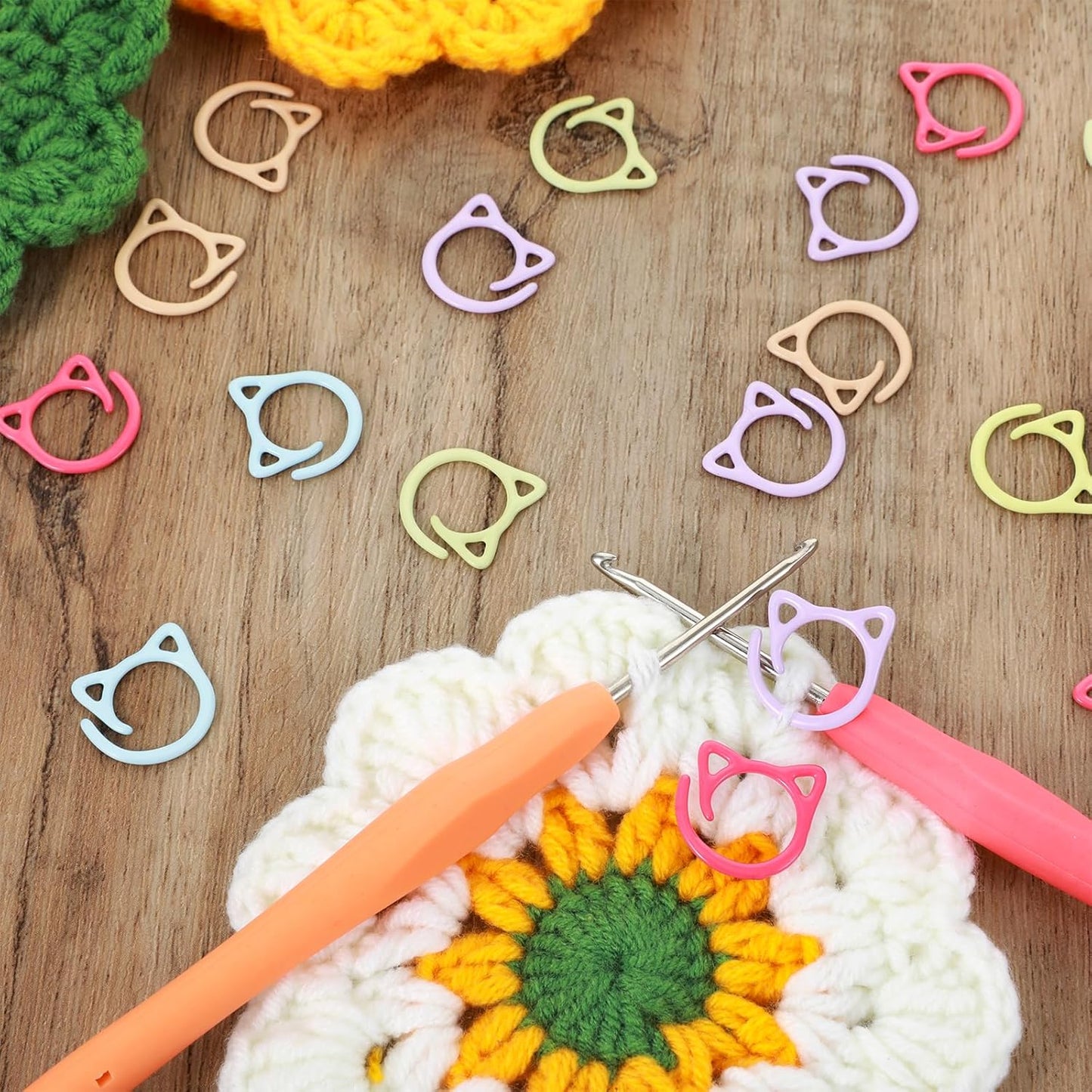 36Pcs Cat Stitch Markers for Crocheting, Cat Metal Crochet Stitch Marker Ring, Multicolor Knitting Stitchs Markers for DIY Weaving Knitting Sewing Tools