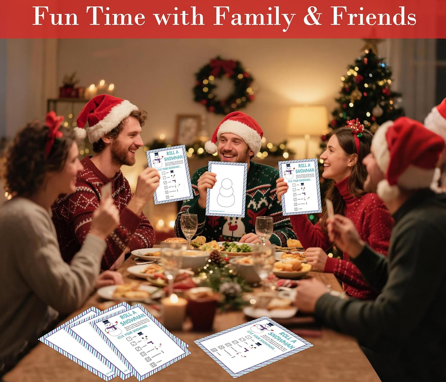 Roll A Snowman Game, Christmas Dice Games for Families & Large Groups-25 Players, Christmas Party Games for Adults, Winter Holiday Decorations White Elephant Gifts Ideas