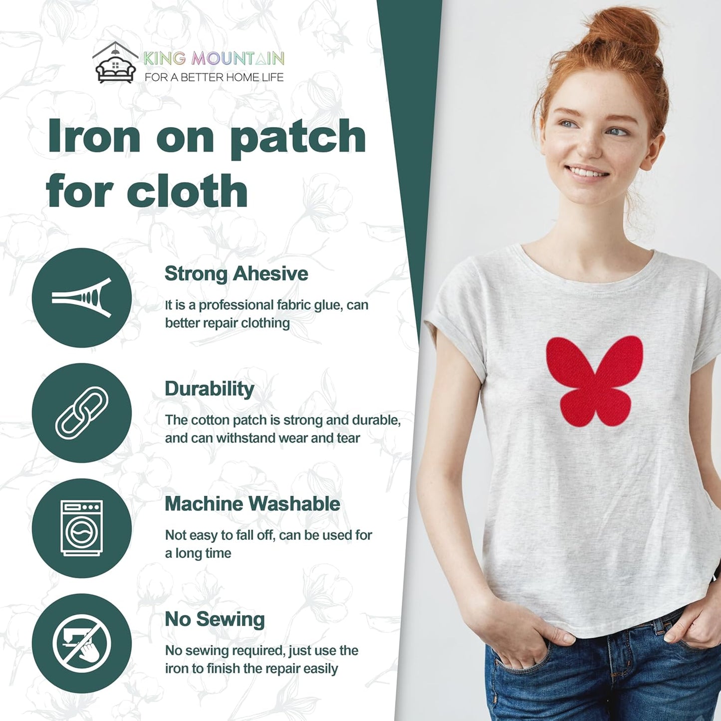 Iron on Patches for Clothes, 8 Pieces Patches for Cloth, 100% Cotton Fabric Patches for Clothing, Bag, Hat Repair, Clothing Repair Decorating Kit 3.7" by 4.9" (9.5 cm x 12.5 cm, Red)