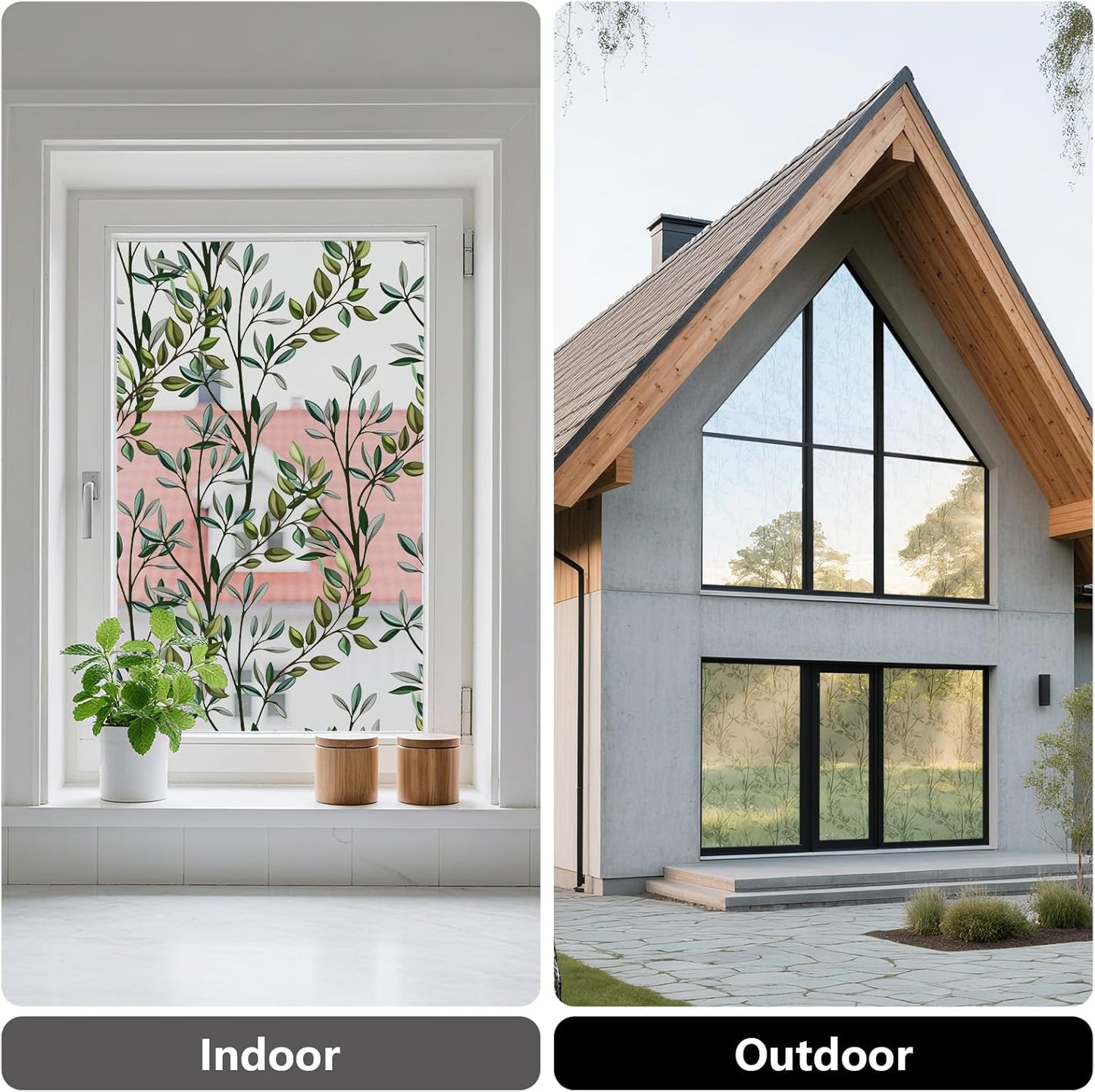 NINETREX One Way Window Privacy Film, Daytime Privacy Static Cling Sun Blocking Anti UV Reflective Window Tint for Home and Office 23.6 x 78.7 inches, Silver Leaf