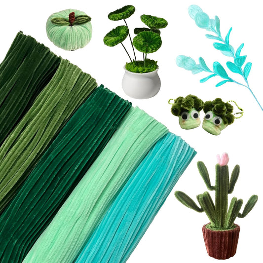 Pipe Cleaners Craft 500PCS 5 Colors Green Pipe Cleaners Bulk 30CM Limpia Pipas para Manualidades Fuzzy Wire Chenille Stems for Arts Crafts and Creative DIY Projects Decorations