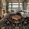 RELEANY Area Rugs 10'x14' Washable Non-Slip, Floral Vintage Distress Print by RELEANY