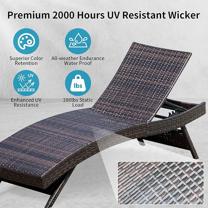 Set of Foldable Long Reclining Patio Seating Chairs, 2 Folding Chairs Patio - Image 4