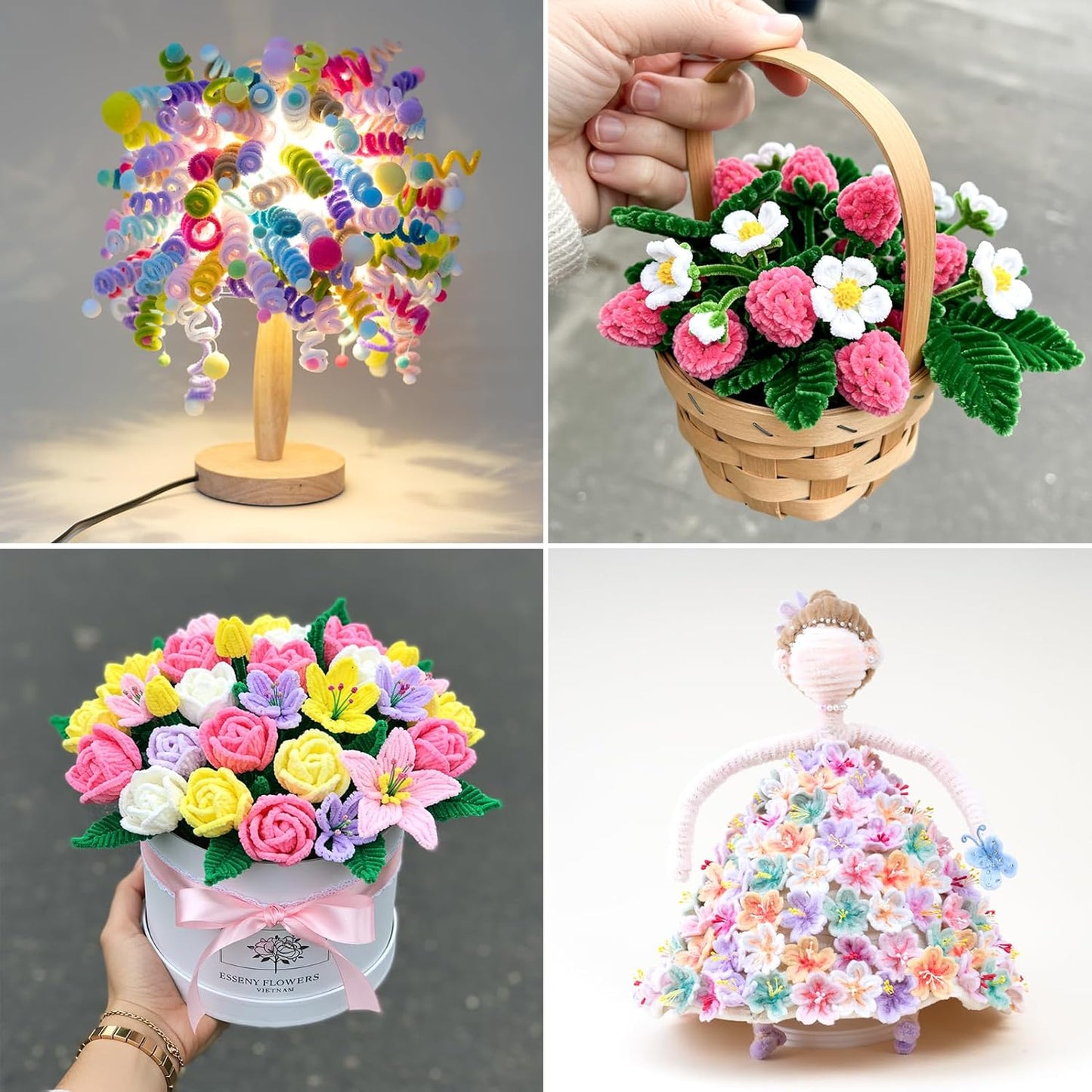 Caydo 300 Pieces Macaroon Pipe Cleaners, Thick Fluffy Chenille Stems, Pipe Cleaner Crafts for Arts & Crafts, Perfect for Making Animals, Flowers, and Festive Decorations