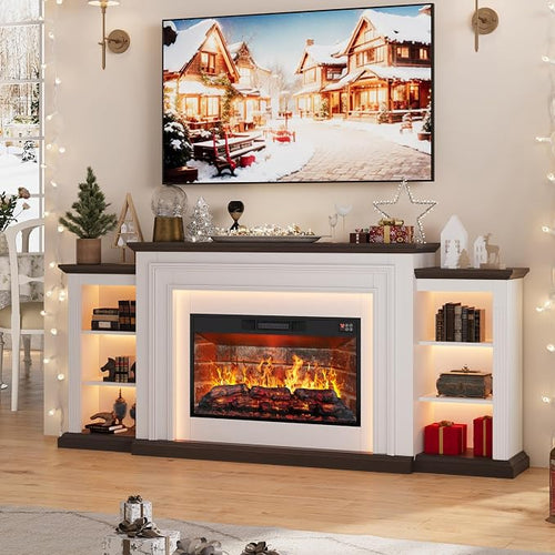80" LED Lights Electric Fireplace by BOSHIROFurniture