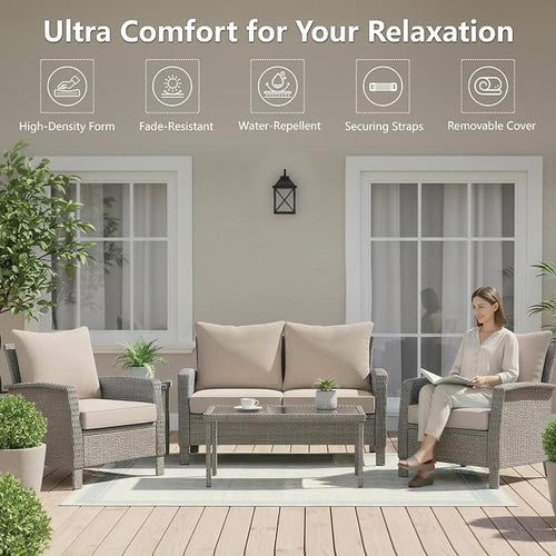 19x19 Inch Patio Chair Cushions Set of 4, Outdoor Furniture Cushions - Image 2