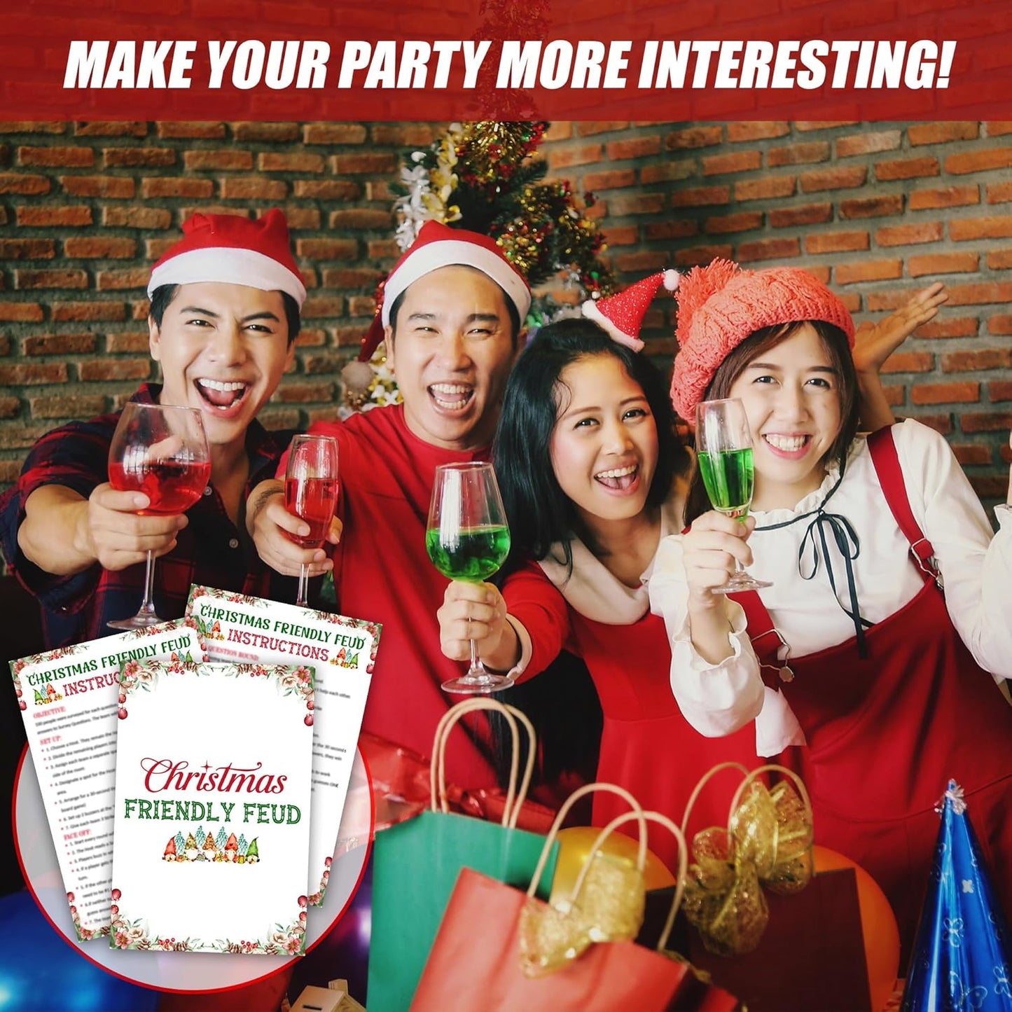 Christmas Friendly Feud Game, Funny Christmas Party Games, Friendly Feud Trivia Quiz for Family, Winter Xmas Holiday Party Supplies for Adults -07