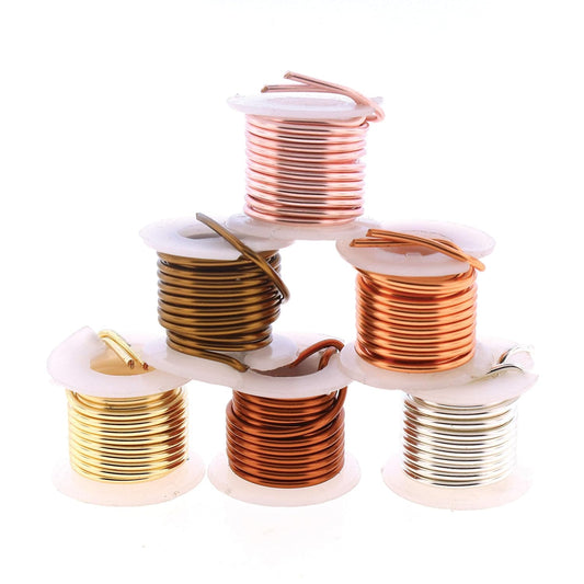 The Beadsmith Craft Wire Assortment - Tarnish-Resistant Copper Wire for Jewelry Making, 6-Pack, 0.75-Inch Mini Spools, 1 Yd Each, 16-Gauge, Assorted Colors, Medium Temper