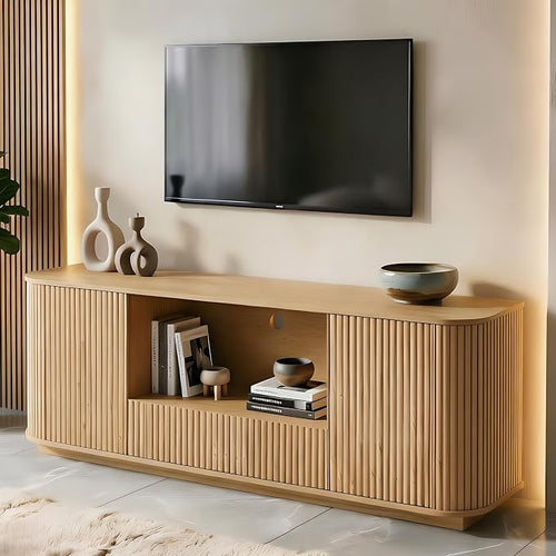 64" Fluted TV Stand for TVs up to 75 inch, Entertainment Center by Rumiiro