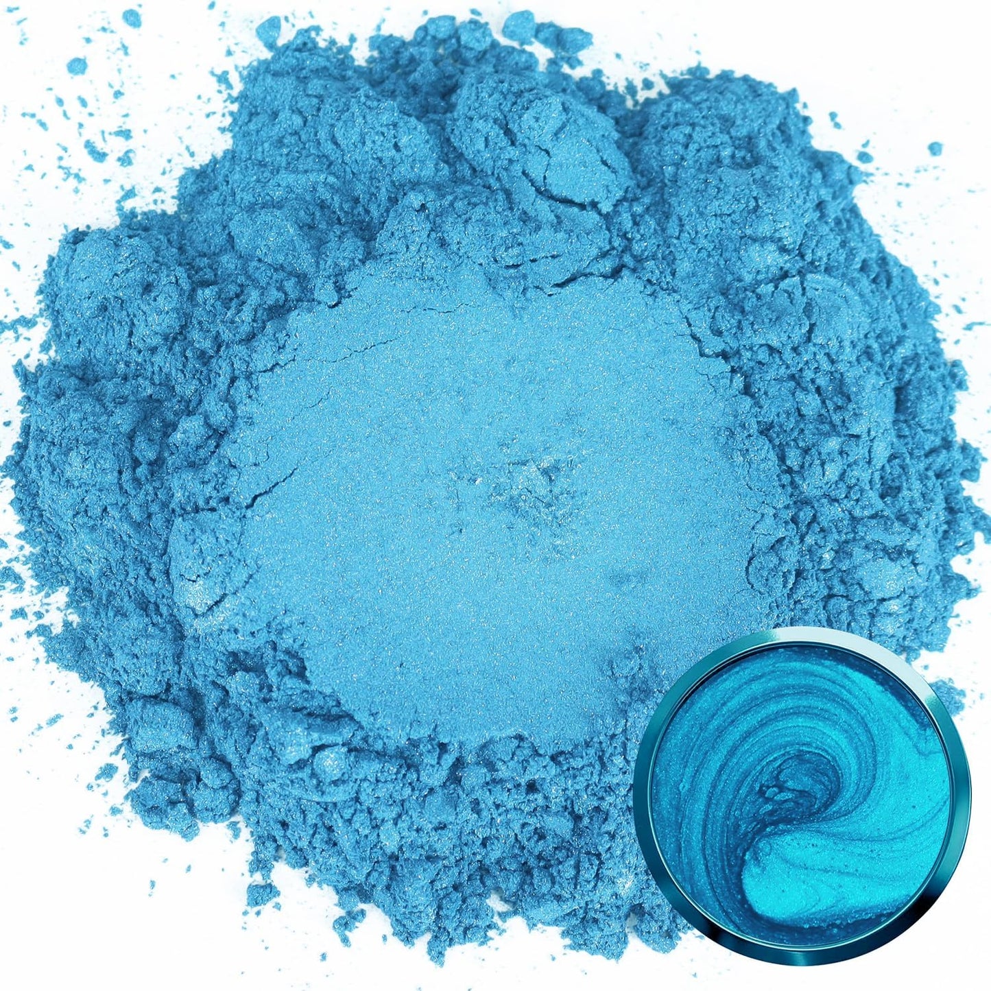 Matio Cerulean Blue Mica Powder for Epoxy Resin, 1.8oz/ 50g Pearlescent Effect Mica Powder Natural Color Pigment for Soap Making, Bath Bomb,Candle Dye,Resin Craft,Paint,Nails Art,Jewelry,Slime Pigment