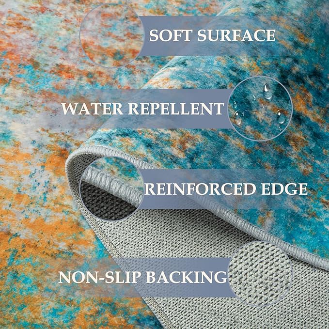 RELEANY Washable Area Rugs 9'x12' Non-Slip Modern Abstract Soft - Image 3