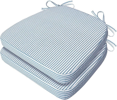 AAAAAcessories D-Shaped Chair Cushions, Machine-Washable Cover, Pinstripe Blue by AAAAAcessories