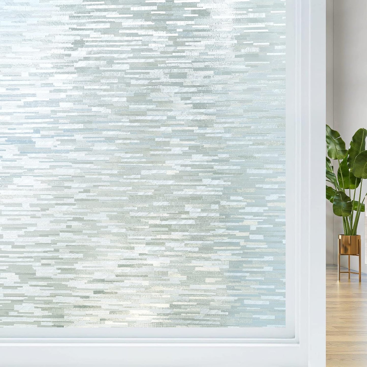 Haton Window Privacy Film, Frosted Glass Static Cling Sun Heat Blocking Window Clings, Frosting Opaque Coverings, Vinyl Removable Stickers Tint for Home Door Office, Non Adhesive 11.8" x 118.1"