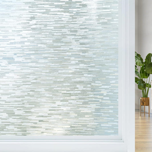 Haton Window Privacy Film, Frosted Glass Static Cling Sun Heat Blocking Window Clings, Frosting Opaque Coverings, Vinyl Removable Stickers Tint for Home Door Office, Non Adhesive 11.8" x 118.1"