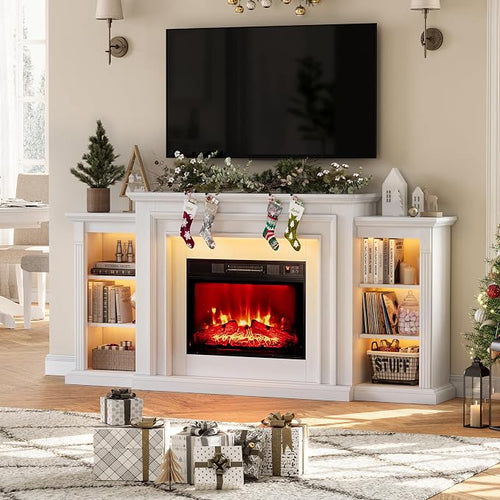 72" LED Lights Electric Fireplace by BOSHIROFurniture