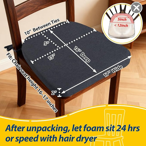 AAAAAcessories D-Shaped Chair Cushions, Machine-Washable Cover, Charcoal Gray - Image 2