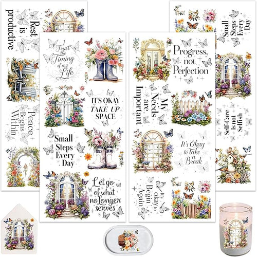 4 Sheets Rub on Transfers for Crafts, Gardens and Butterflies Furniture by Dorsbaby