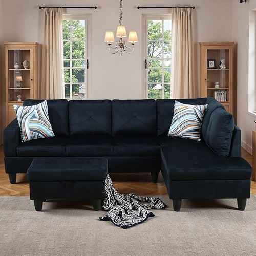 97" L Shaped Couch Set Velvet, Modular Sectional Couches by Topcomfy