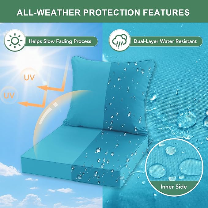 Summsun Outdoor Chair Cushions, Waterproof Backrest and Seat Cushion Set - Image 3