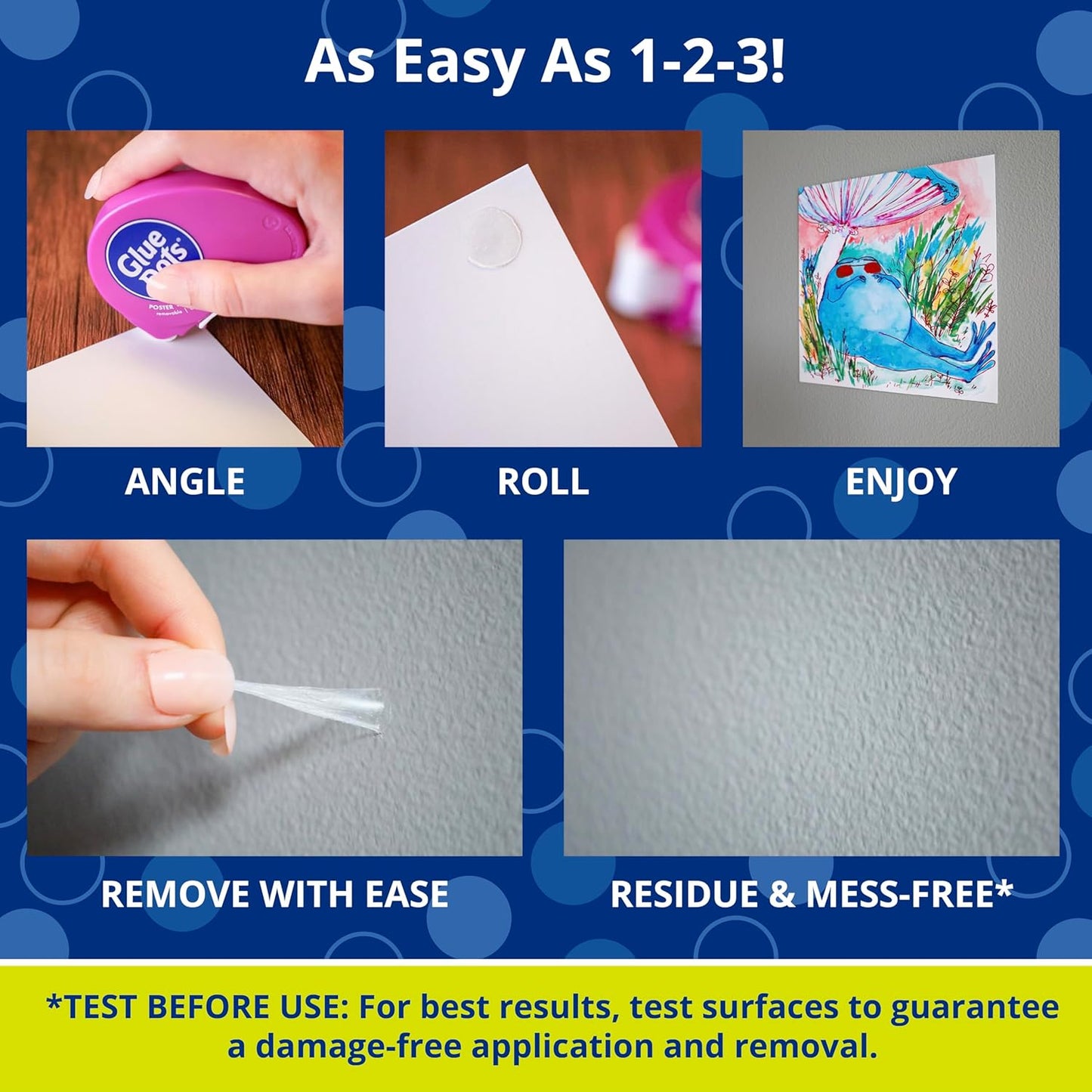 Glue Dots .375" Poster Dot Disposable Dispenser - 200 Clear Dots
